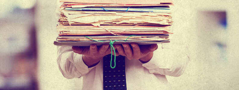 fool businessman with archives